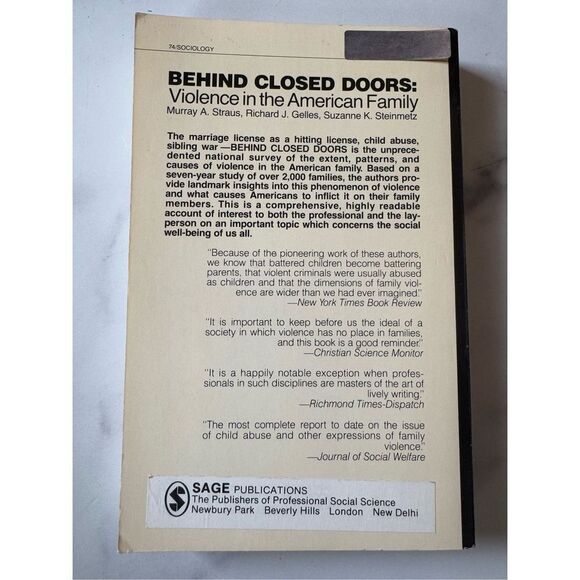 Behind Closed Doors Violence in the American Family hardback book 1968 - Picture 5 of 5